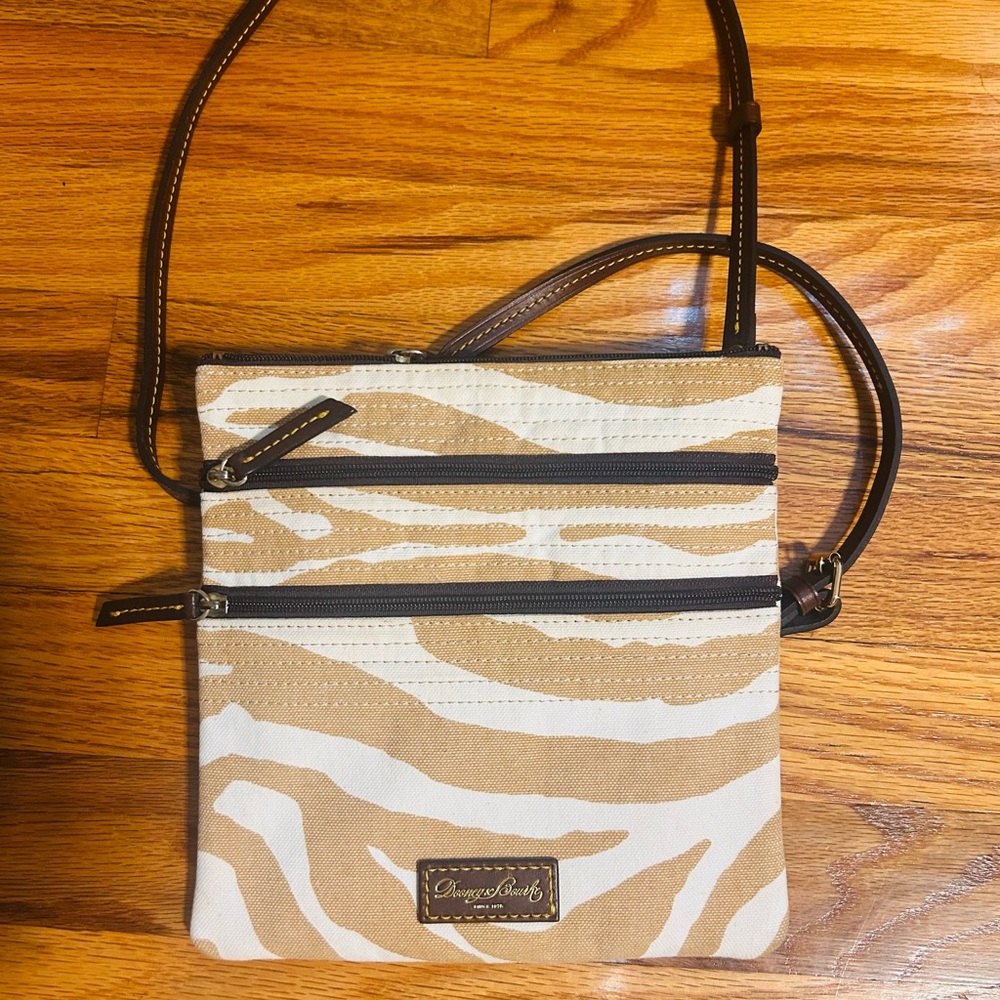 Dooney & Bourke Tan and Cream Zebra Crossbody